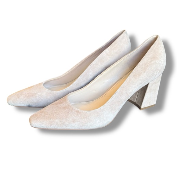 MARC FISHER Nude Suede Block Heel Pumps, High Heel, Casual, Size 8M - Picture 2 of 6